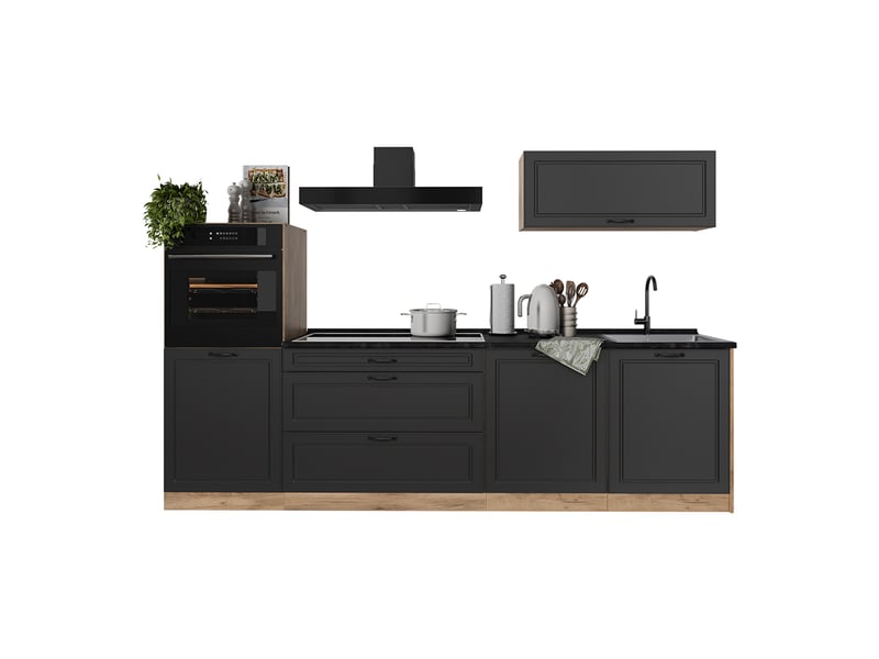 Vicco cuisine, anthracite campagnechêne doré, 280cm plan de travail chêne doré - Conforama E