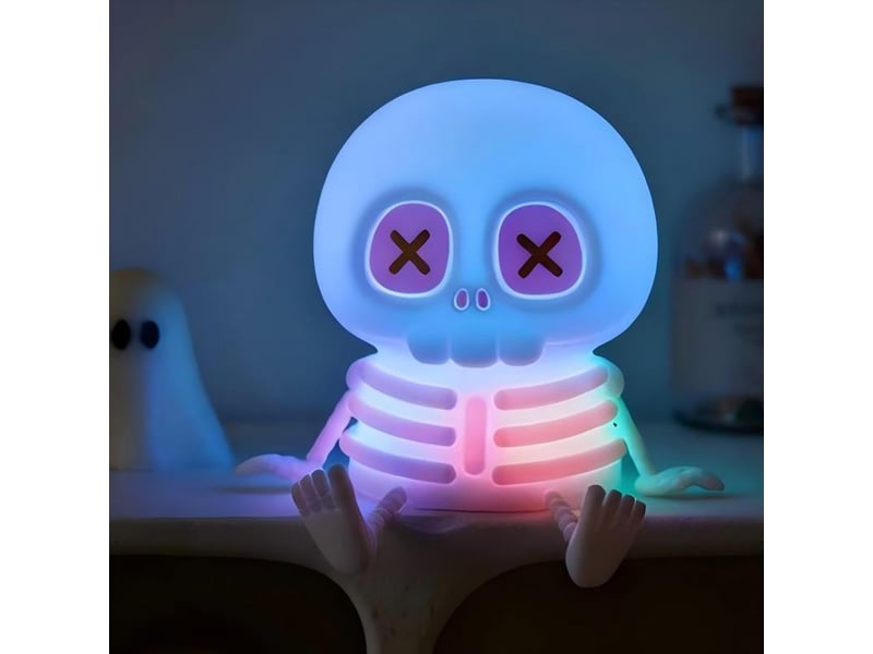  Veilleuse halloween crâne en silicone, lampe tactile 7 couleurs, rechargeable usb pour chambre d’enfant  - Conforama A