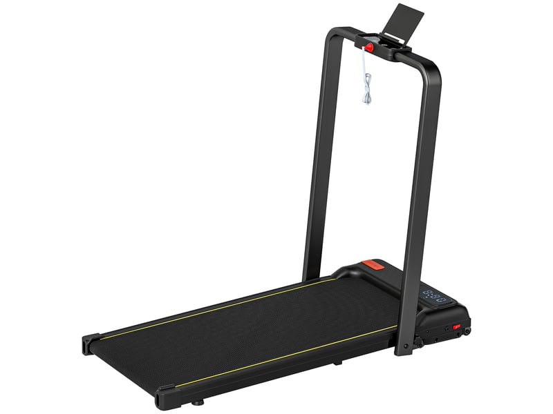  Tapis de marche 2 en 1, tapis de course pliable inclinaison à 10% 6 kmh, moteur 2,0 hp, télécommande 109x48x100cm noir  - Conforama B
