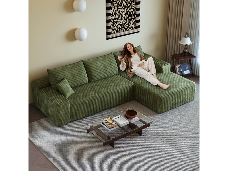  Canapé d'angle modulable avec méridienne en l 270 cm - assise profonde sans montage  - Conforama D