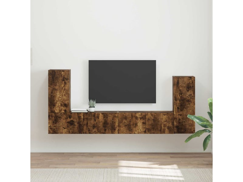 Ensemble meuble tv - banc tv - meuble de rangement 4 pcs chêne fumé bois d'ingénierie  - Conforama B