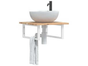Étagère de vasque murale acier et bois massif d'acacia shl8772