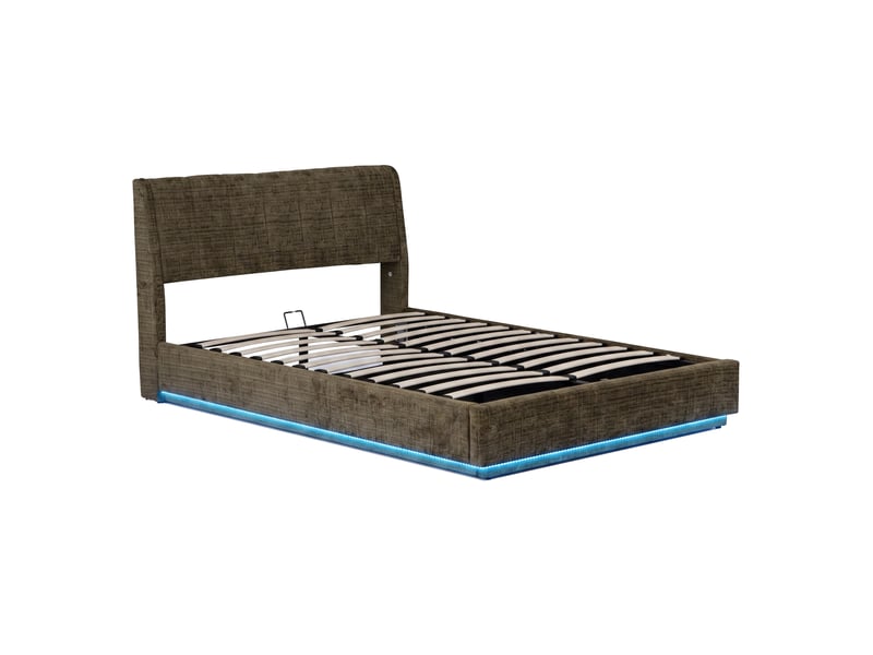  Lit double capitonné tröstiar avec éclairage led 180 x 200 cm vert [en.casa] Tröstiar - Conforama A