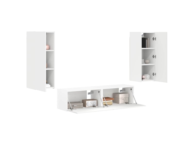  Ensemble meuble tv - banc tv - meuble de rangement 2 pcs blanc bois d'ingénierie  - Conforama C