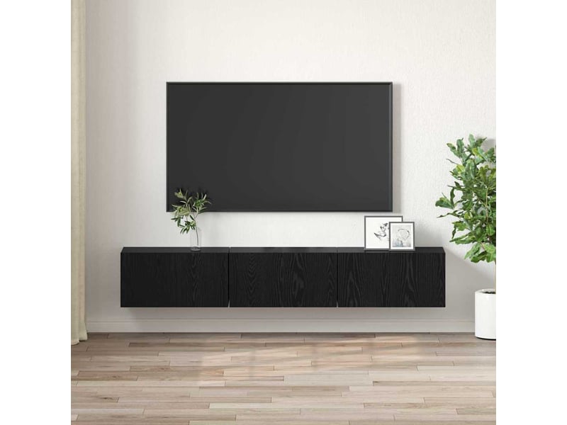  Ensemble meuble tv - banc tv - meuble de rangement 3 pcs noir bois d'ingénierie  - Conforama D