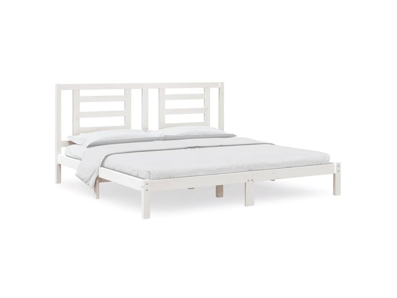 Lit double- lit adulte - cadre de lit sans matelas blanc 200x200 cm bois massif de pin - Conforama A