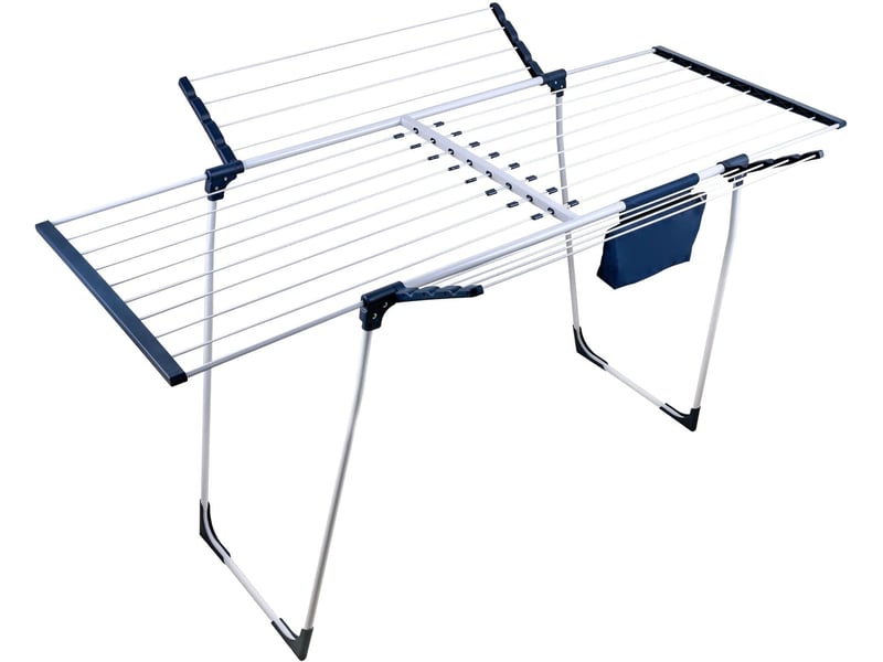  Séchoir à linge extensible pliable 96,5 x 161,5 x 95 cm surface de séchage 22,5 m² stable en acier blanc 13_0018993  - Conforama A