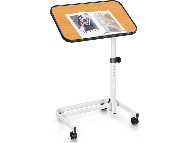 Table de lit à roulettes, bout de canapé pliable, hauteur réglable 73-93cm, peu encombrant pour manger ou travailler, pour hôpital, maison (naturel)  - Conforama A