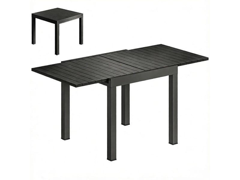 Table de jardin extensible,80x160x75 cm,pour 4 à 6 personnes,aluminium,noir - Conforama A