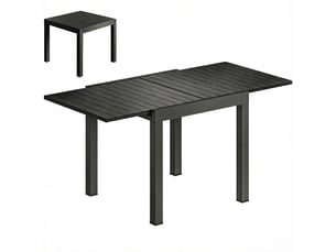 Table de jardin extensible,80x160x75 cm,pour 4 à 6 personnes,aluminium,noir