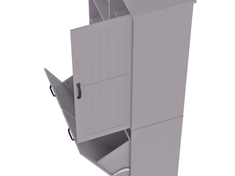  Armoire de salle de bain 78 x 35 x 172,7 cm – gris – double panier à linge, étagères réglables  - Conforama E