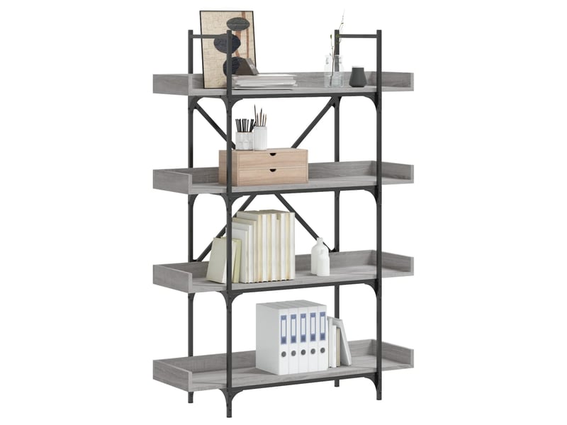 Bibliothèque à 4 niveaux, armoire à livres sonoma gris 100x33x145,5 cm  - Conforama B