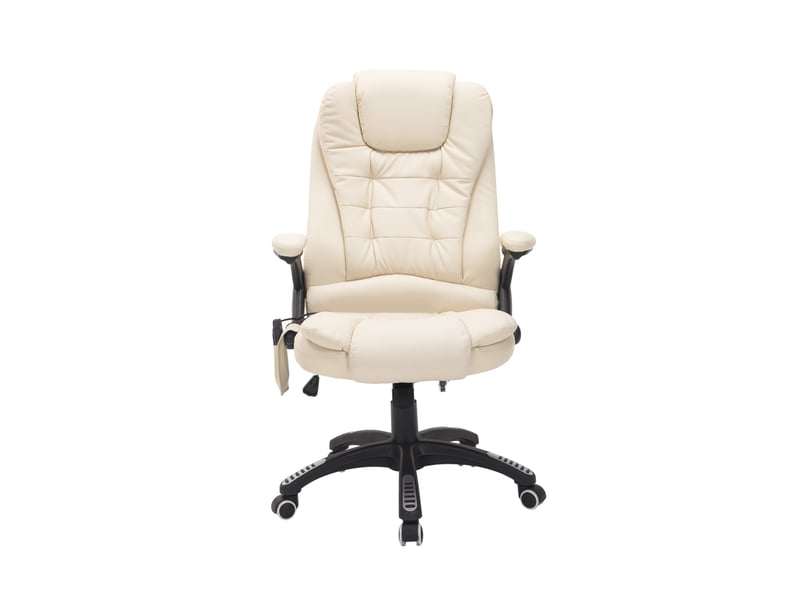  Fauteuil de bureau beige avec massage vibrant 6 points, chaleur et hauteur réglable pour travailler confortablement  - Conforama A