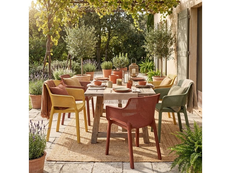 Lot de 6 chaises avec accoudoirs intérieur extérieur elisa chair - multicolore - Conforama B