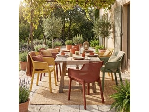 Lot de 6 chaises avec accoudoirs intérieur extérieur elisa chair - multicolore