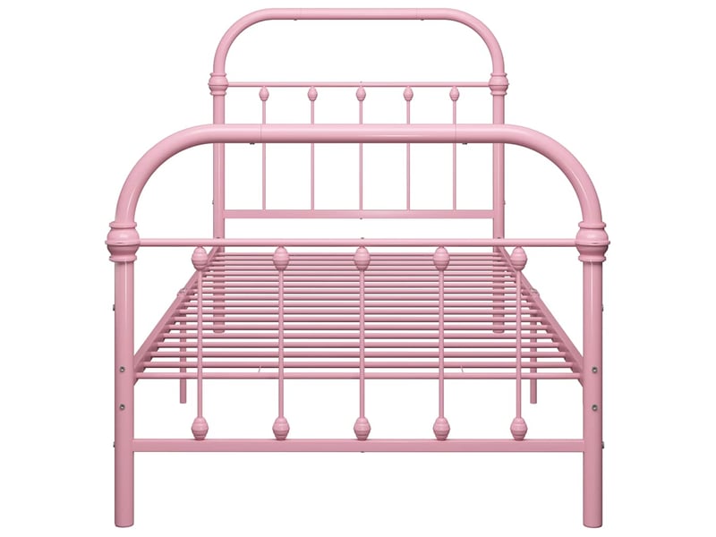  Lit simple- lit adulte -  cadre de lit sans matelas rose métal 90x200 cm  - Conforama C