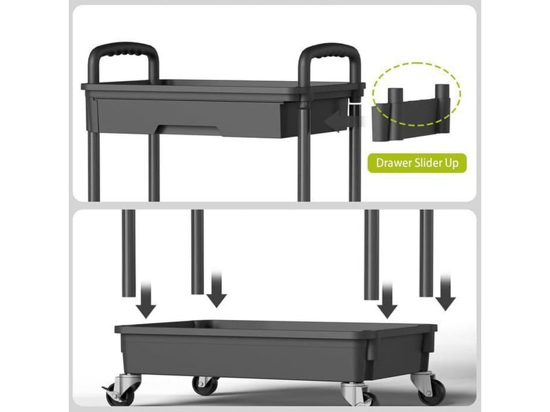  Chariot desserte cuisine noir metal 5 niveaux avec tiroir verrouillable et roues 360  - Conforama D