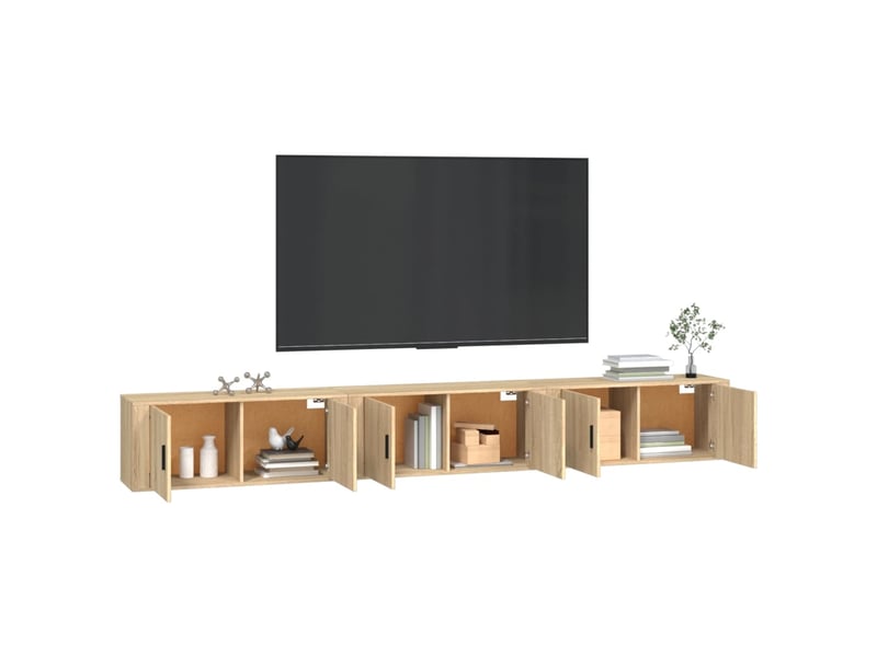  Lot de 3 meuble tv mural, meuble tv suspendu chêne sonoma 100x34,5x40 cm  - Conforama C
