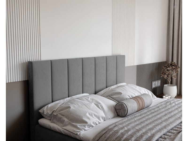 Lit coffre zelto - 200x200 cm - avec matelas et surmatelas - velours dense - gris clair ZELTO - Conforama D