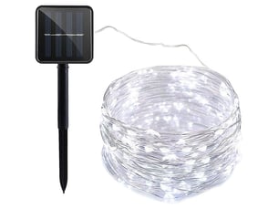 Guirlande solaire 22m, 200 led, 8 modes, étanche. Jardin, terrasse, maison, fête, noël. Écologique et décorative.