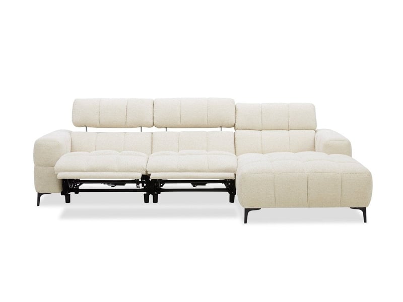 Canapé d'angle relax électrique en velours texturé beige edelmira - angle droit KM7965-3M-BEI - Conforama E