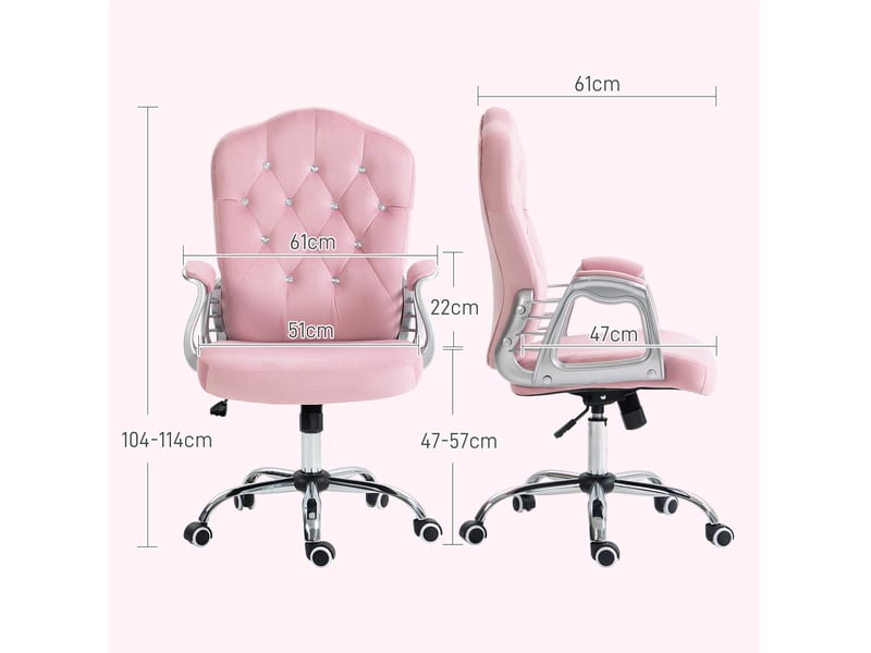  Chaise de bureau ergonomique rose en tissu, réglable en hauteur avec fonction basculante, supporte 120 kg  - Conforama C