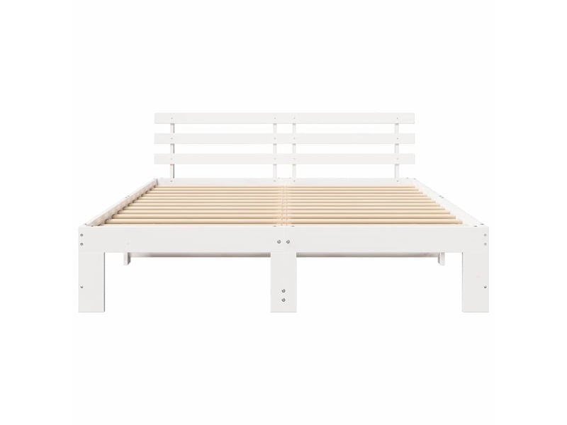  Lit double- lit adulte -  cadre de lit avec tête de lit blanc 150 x 200 cm pin massif  - Conforama D