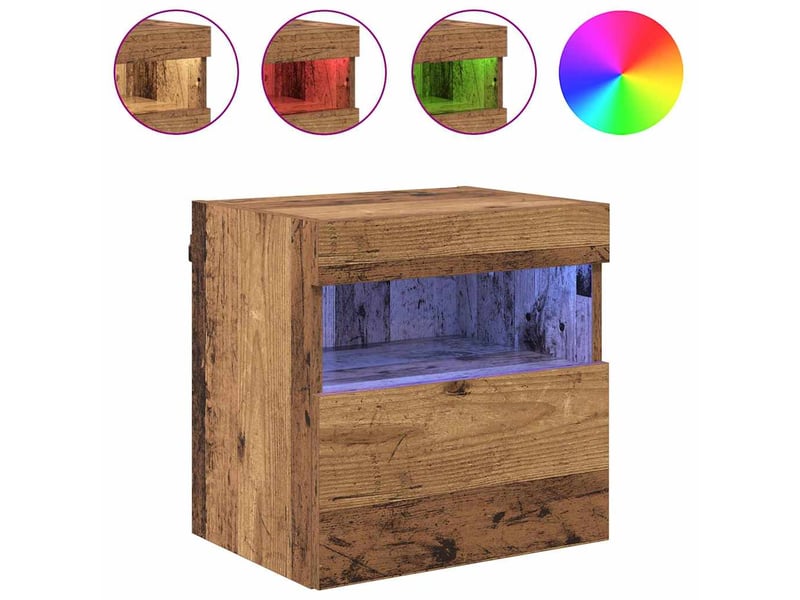 Lot de 2 meuble tv mural, meuble tv suspendu bois ancien bois d'ingénierie shl58362 - Conforama D
