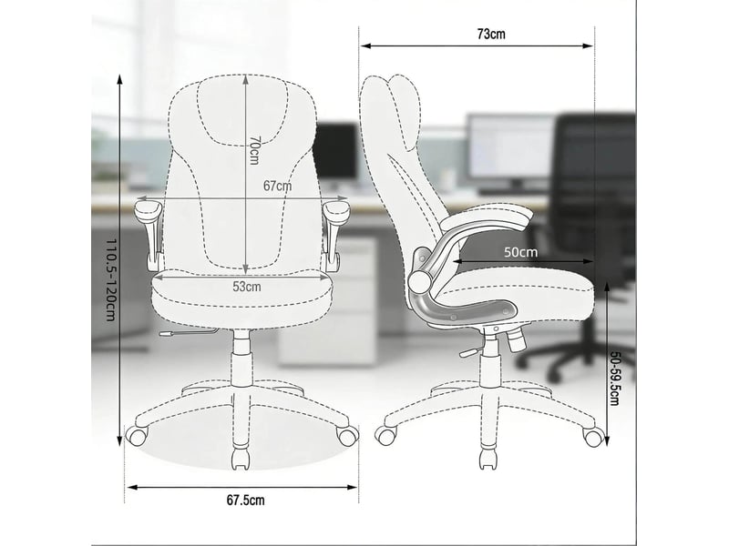  Chaise de bureau haute marron en cuir régénéré et maille, hauteur réglable, accoudoirs rabattables et bascule  - Conforama C
