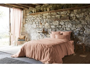 Housse de couette 260 x 240 cm lin lavé français luxe soline vieux rose