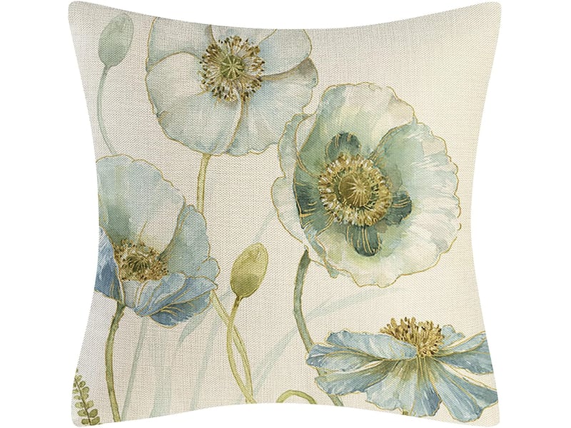 Lot de 4 housse de coussin - fleurs bleu beige housse coussin en lin lot de 4 décoratif fleuri moderne housses coussin 45 x 45 cm motif nature printemps taie oreiller deco interieur li  - Conforama B