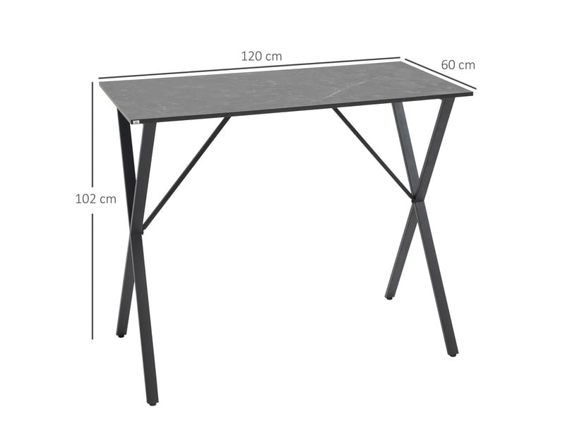  Table haute de bar style industriel effet marbre, bois et acier, 120 x 60 x 102 cm, noire  - Conforama E