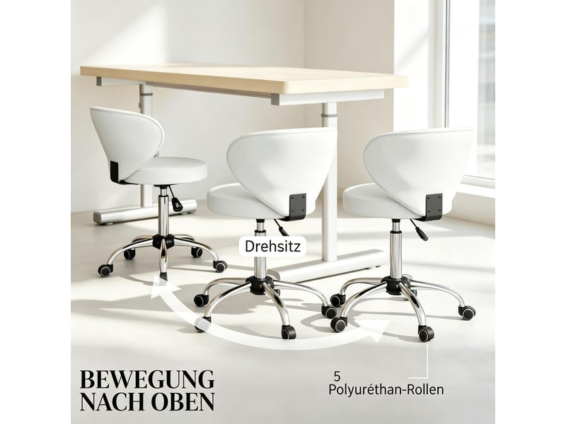  Chaise 73-88 cm pivotant 360° hauteur réglable revêtement pu fonction massage dossier  - Conforama D