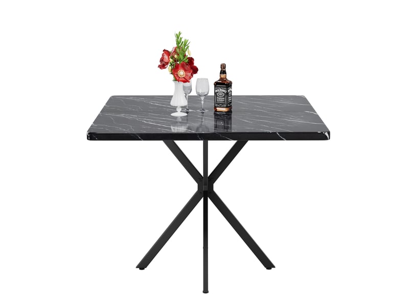  Table à manger carrée,98x98x78 cm,4 à 6 personnes,mdf et métal,noir  - Conforama A