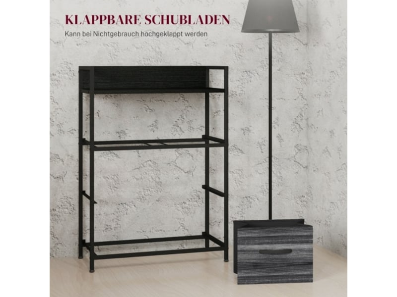  Commode industrielle noire 4 tiroirs en tissu 60x29x85 cm, meuble de rangement polyvalent  - Conforama D