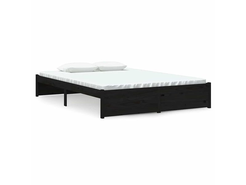  Lit double- lit adulte -  cadre de lit sans matelas noir bois massif 140x190 cm  - Conforama A