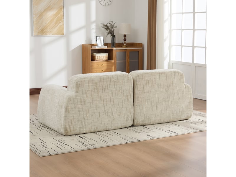  Canapé modulaire compressé en tissu chenille, canapé droit 2 places, mousse 30d, sans montage, antidérapant, beige  - Conforama E