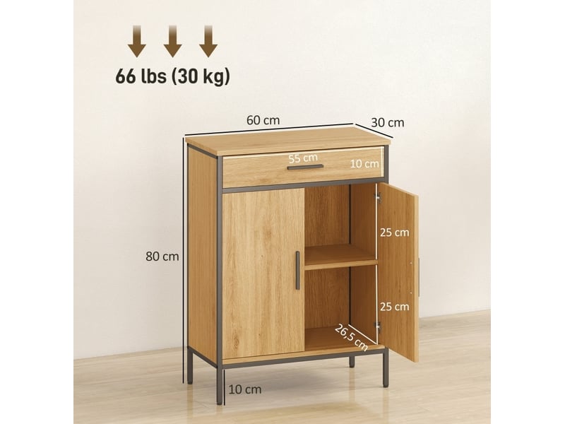  Meuble de salle de bains 2 portes et tiroir style industriel 60 cm evryae  - Conforama E