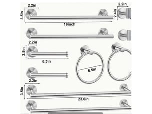 Ensemble de porte serviette en acier inoxydable 10 pièces, accessoires de matériel de