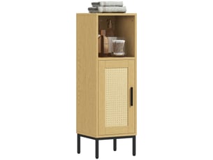 Meuble de salle de bain, meuble de salle de bain étroit sur pied avec étagère réglable, finition naturelle