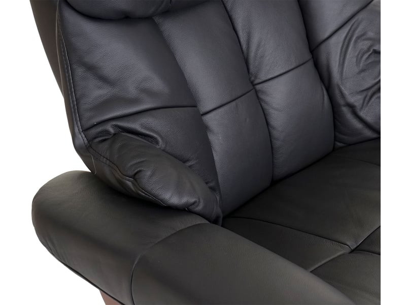 Mca fauteuil relax calgary xxl, fauteuil de télévision avec tabouret, cuir, charge 180kg - noir, aspect noix  - Conforama D