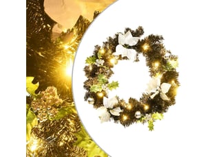 Couronne de noël avec lumières led noir 60 cm pvc
