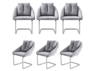 Chaises de salle à manger lot de 6 avec dossier ergonomique  - structure métal velours gris