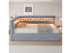 Lit banquette 90x190 cm <strong></strong> <strong>CozyNest</strong> coloris gris