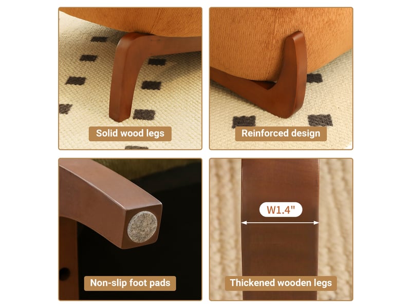  Fauteuil de lecture sans accoudoirs en tissu, pieds en bois massif  - Conforama R