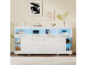 Buffet 4 porte(s)  3 tiroir(s) <strong></strong> <strong></strong> - 140 cm coloris blanc 