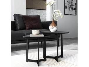 Table basse rond(e) coloris noir <strong>HAUSS SPOLE</strong> <strong></strong> - 48 cmx40 cm