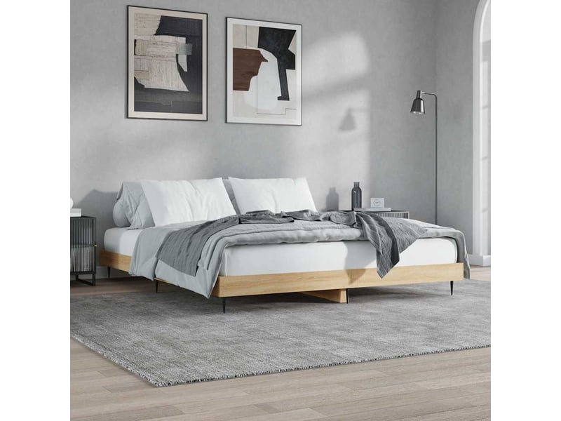  Lit double- lit adulte -  cadre de lit sans matelas chêne sonoma 200x200 cm  - Conforama C