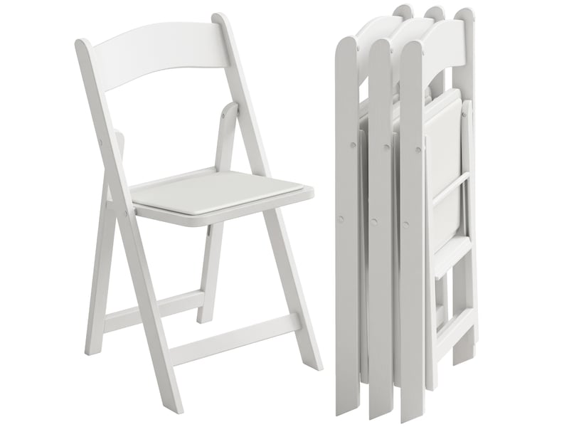  Lot de 4 chaises pliantes en résine et pu, chaises pliantes portables pour intérieur et extérieur, 45x44x78cm, blanc  - Conforama A