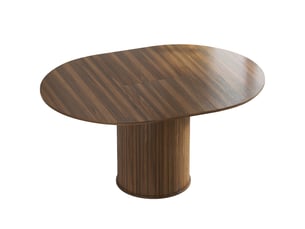 Table à manger extensible pour 6 à 8 personnes, 110-150 cm, noyer, table de cuisine ovale avec piètement central rond